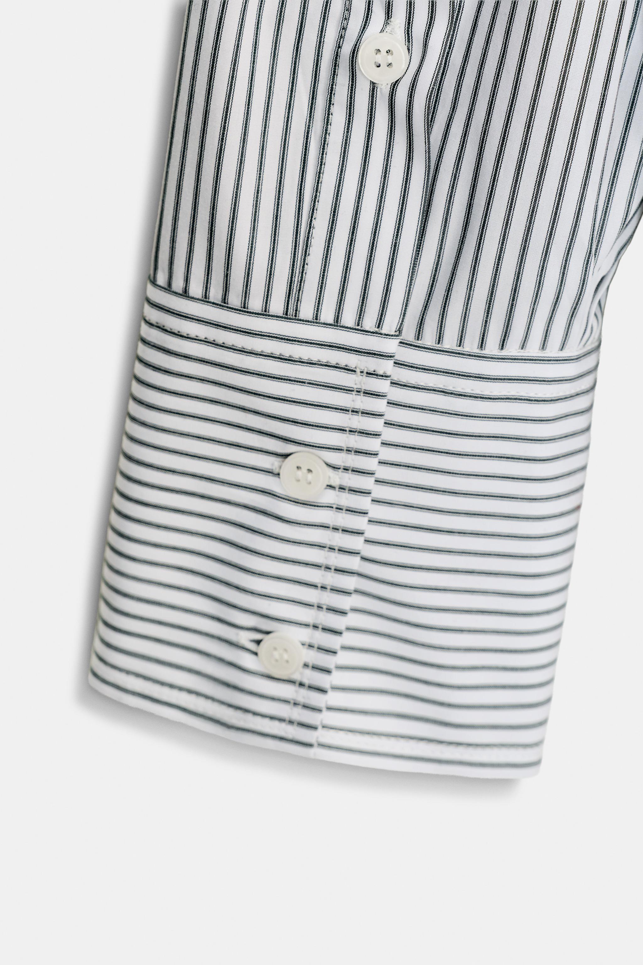 STRIPED POPLIN SHIRT WITH SCARF DETAIL